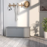 HOMCOM Baule Contenitore, Panca Contenitore con Coperchio Ribaltabile e Cerniere di Sicurezza, 100 x 40 x 40 cm, Grigio(m-3)