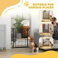 PawHut Extra Wide Dog Safety Gate, with Door Pressure, for Doorways, Hallways, Staircases - Black(m-7)