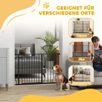 PawHut Hunde-Absperrgitter, Klemmmontage, verstellbare Länge, Stahl/ABS, 75-115 x 76cm, Schwarz(m-7)