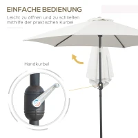 Outsunny Knickschirm Sonnenschirm Gartenschirm Marktschirm mit Handkurbel Alu 180/㎡ Polyester Beige ∅2,6 x 2,35 m(m-4)
