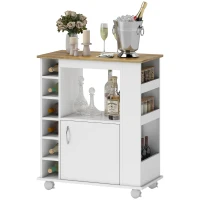 HOMCOM Cărucior de Bucătărie cu Dulăpior, 6 Compartimente de Depozitare și 3 Rafturi Laterale, 75x39.5x88 cm, Alb(m-1)