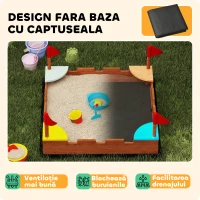 AIYAPLAY Nisipar pentru Copii 3-7 Ani, Formă Castel, Lemn de Brad, 90x90x17 cm, Multicolor(m-7)