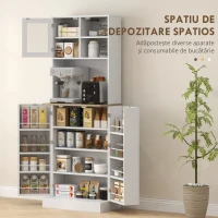 HOMCOM Dulap de Bucătărie pentru Cuptor cu Microunde cu Rafturi Deschise și Dulap cu Suport pentru Condimente, 60x35x169 cm, Alb(m-4)