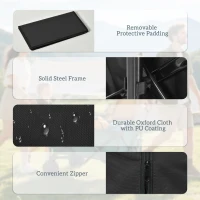 Outsunny Outdoor Folding Garden Trolley on Wheels, Capming Cargo Wagon Cart Trailer w/ Handle, Wheels for Beach Garden, Black(m-5)