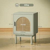 HOMCOM Rattan Bedside Table for Bedroom - Light Green(m-3)