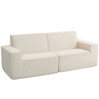 HOMCOM Canapé 3 places en velours côtelé 230 cm, canapé moderne, pas de montage nécessaire, beige