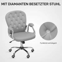 Vinsetto Bürostuhl, Ergonomisch Schreibtischstuhl mit Armlehne, Gepolsterter Rückenlehne Hellgrau(m-7)