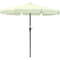 Outsunny Chapéu de Sol de Jardim Ø266x250 cm Proteção UV50+ Chapéu de Sol de Alumínio Inclinável com Teto de Ventilação Manivela para Terraço Varanda Exterior Bege(m-11)