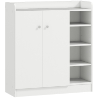 HOMCOM Shoe Storage Cabinet  Two Doors w/ Adjustable 4 Shelves Cupboard Footwear Rack Stand Organiser Hallway White