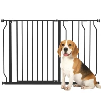 PawHut Barreira de Segurança para Cães Extensível para Escadas e Portas 75-115 cm com 2 Extensões e 10-20 cm Altura 76 cm Preto(m-10)