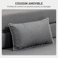 HOMCOM Fauteuil convertible 1 place fauteuil lit pliant, coussin inclus, pour invités, salon, petit espace, charge 120 kg, gris(m-6)