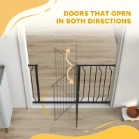 PawHut Wide Dog Safety Gate, with Door Pressure, for Doorways, Hallways, Staircases - Black(m-8)