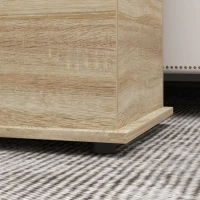 HOMCOM Coffre de rangement, banc de rangement avec couvercle rabattable et charnières de sécurité, 100 x 40 x 40 cm, naturel(m-9)