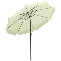 Outsunny Chapéu de Sol de Jardim Ø266x250 cm Proteção UV50+ Chapéu de Sol de Alumínio Inclinável com Teto de Ventilação Manivela para Terraço Varanda Exterior Bege(m-10)