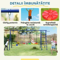 AIYAPLAY Set Leagăn de Grădină 6 în 1 pentru Copii 3-8 Ani, 350x183x200 cm, Multicolor(m-8)