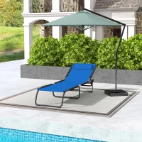Outsunny Foldable Sun Lounger, Outdoor 4 Level Adjustable Backrest Reclining Chaise Chair, Steel Frame Recliner Chair for Camping, Hiking, Navy Blue(m-14)