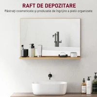 kleankin Oglindă de Baie Modernă cu Poliță 60x12x40 cm, Lemn(m-5)