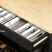 HOMCOM Carrello da Cucina in Legno con Portabottiglie, 3 Ante e Cassetto, 67x37x87 cm, Nero e Rovere(m-8)