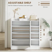 HOMCOM Shoe Storage Cabinet  Two Doors w/ Adjustable 4 Shelves Cupboard Footwear Rack Stand Organiser Hallway White(m-5)