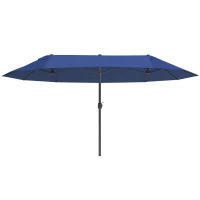 Outsunny Parasol de jardin double rectangulaire 4,6L x 2,7l x 2,4H m avec ouverture fermeture manivelle, toile 180 g/m², bleu(m-10)