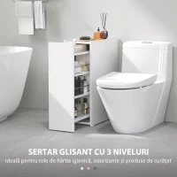 HOMCOM Dulap de Baie Economisitor din PAL Alb cu 3 Niveluri(m-4)