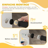 PawHut Hunde-Absperrgitter, Klemmmontage, verstellbare Länge, Stahl/ABS, 75-115 x 76cm, Schwarz(m-6)