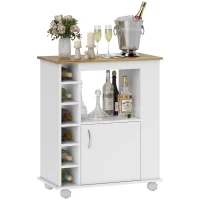 HOMCOM Desserte cuisine multi rangements avec roulettes - dim. 75L x 39,5l x 88H cm - panneaux de particules(m-10)