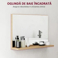 kleankin Oglindă de Baie Modernă cu Poliță 60x12x40 cm, Lemn(m-6)