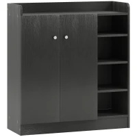 HOMCOM Mueble Zapatero de 2 Puertas Zapatero Estrecho con Estantes Ajustables para 12 Pares de Zapatos 83x30x90 cm Negro(m-1)