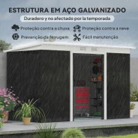 Outsunny Abrigo de Jardim 280x130x172cm Abrigo de Exterior de Aço Galvanizado com Porta Corredeira e Ventilações Cinza Escuro(m-4)