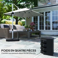 Outsunny Lot de 4 poids de lestage carré pour parasols déportés pieds croix - à remplir d'eau ou de sable jusqu'à 60/80 kg(m-4)