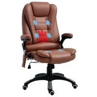Vinsetto Massage Recliner Chair Heated Office Chair with Six Massage Points Microfiber Cloth 360° Swivel Wheels Brown(m-10)