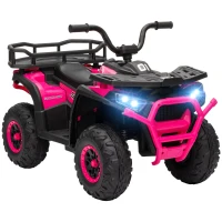 AIYAPLAY 12V Kids Electric Ride on ATV, Battery-Powered Quad Bike w/ Spring Suspension, Forward Backward, Storage Basket, Pink(m-1)