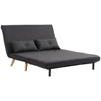 HOMCOM Two-Seater Linen-Look Sofa Bed - Charcoal Grey(m-11)