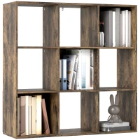 HOMCOM Nine-Cube Storage Shelf - Rustic Brown(m-10)