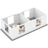 PawHut Two Room Design, Whelping Box for Dogs with Whelping Pad, Clear Panels, Adjustable Entrance, for Small Dogs, 164 x 80cm(m-10)