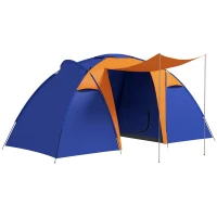 Outsunny Camping Tent with 2 Bedroom, Living Area and Porch, 4-6 Man Large Tunnel Tent, 2000mm Waterproof, Portable with Bag(m-1)