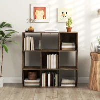 HOMCOM Nine-Cube Storage Shelf - Rustic Brown(m-8)