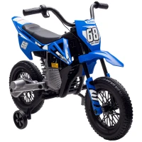 AIYAPLAY 12V Kids Electric Motorbike, Kids Electric Ride on motorcycle w/ Twist Grip Throttle, Training Wheels, Blue(m-10)