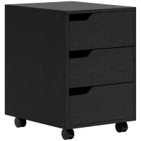 HOMCOM Caisson bureau mobile, meuble rangement bureau sur roulettes, 3 tiroirs, 40x50x57,5cm, noir(m-11)