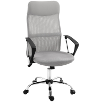 HOMCOM Bürostuhl, Drehbar, Höhenverstellbar und Netz-Rückenlehne, 63x65x109-119 cm, Hellgrau