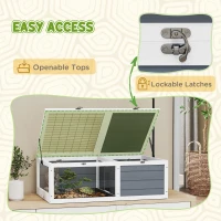 PawHut Tortoise Table with Adjustable Lamp Holder, Wooden Tortoise House w/ Openable Lids, Pull-Out Trays - Grey(m-6)