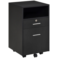Vinsetto Archivador de Oficina Portadocumentos de Madera con 2 Cajones y Estante Abierto, 39x40x65 cm, Negro