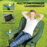 Outsunny Klappstuhl, Gepolsterter Angelstuhl, Metallrahmen, Becherhalter, Olivgrün(m-5)
