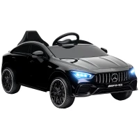 AIYAPLAY Mercedes-Benz AMG CLA 45 Licensed 12V Kids Electric Car Ride on Car w/ Remote, Suspension Lights Music Horn - Black(m-10)