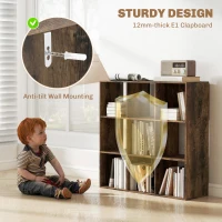 HOMCOM Nine-Cube Storage Shelf - Rustic Brown(m-5)