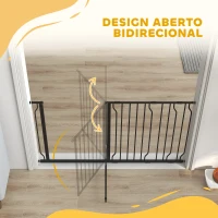PawHut Barreira de Segurança para Cães com 3 Extensões Montagem a Pressão Duplo Bloqueio 75-145x76 cm Preto(m-8)