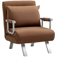 HOMCOM 4-in-1 Faux Suede Chair Bed - Coffee(m-10)