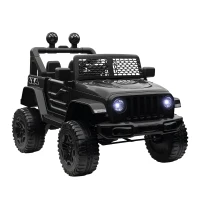 HOMCOM Kids Electric Ride On Car 12V Off Road Toy with Parental Remote Control 2 Motors Horn Lights Suspension Wheels for 3-6 Years Old Black(m-10)