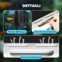 PawHut Acquario per Pesci Rossi 17L con Luci LED, Pompa d'Acqua e Sistema di Filtraggio, 35x21x31 cm, Bianco(m-9)